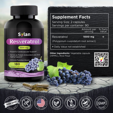 Sylan Trans Resveratrol 1000mg 180 Capsules Made in USA